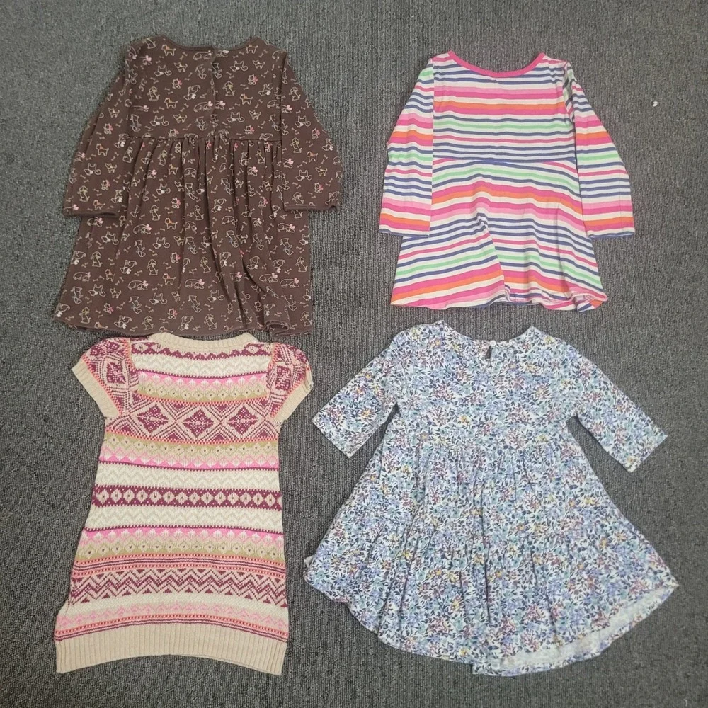 Gymboree Old Navy H&M 2T Dress Lot Girls 4pc Floral Striped Fair Isle Knit